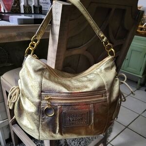 Coach Gold Poppy Hobo EUC